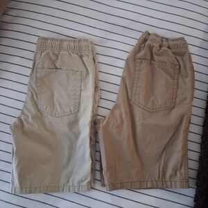 Boys Cat & Jack Large 10/12 Khaki Tan Elastic Waist Shorts Set Of 2